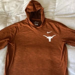 Men's-Texas Longhorns long sleeve performance hoodie (Nike) Dri Fit.